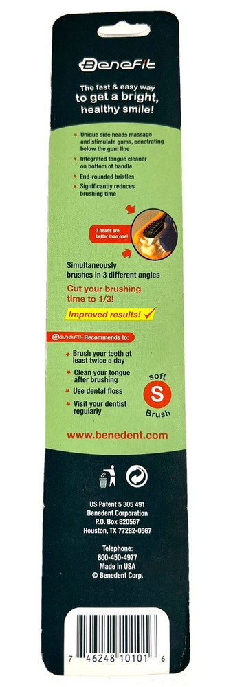 Benefit Triple Head Toothbrush - Green Handle