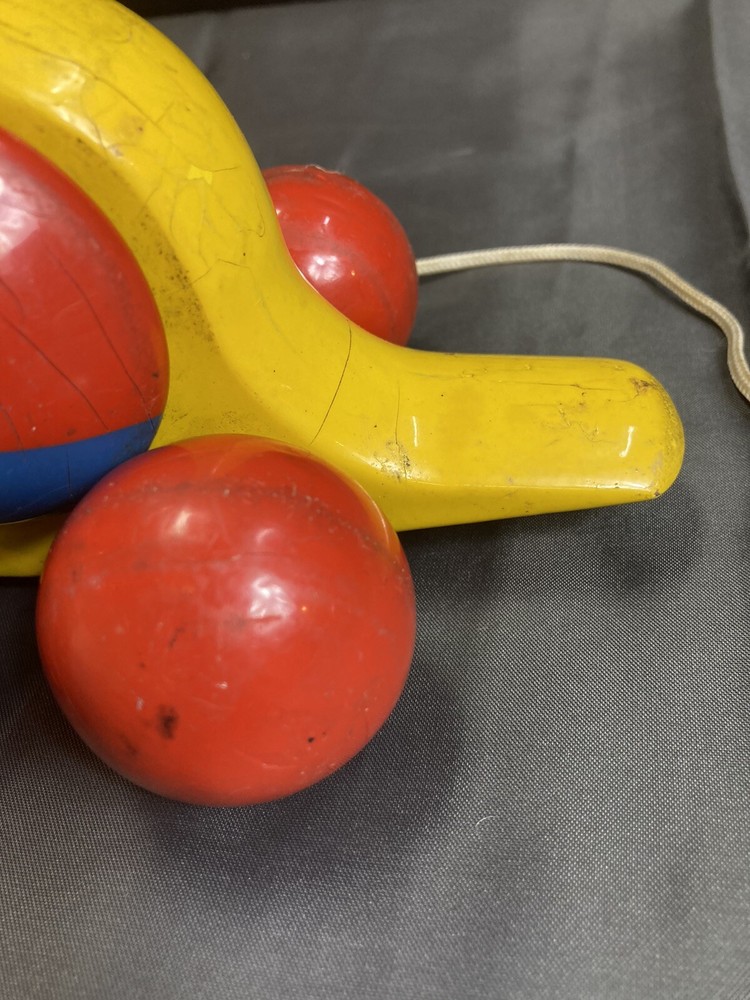 Vintage Wood Snail Pull Toy Primitive Pull Along Toy