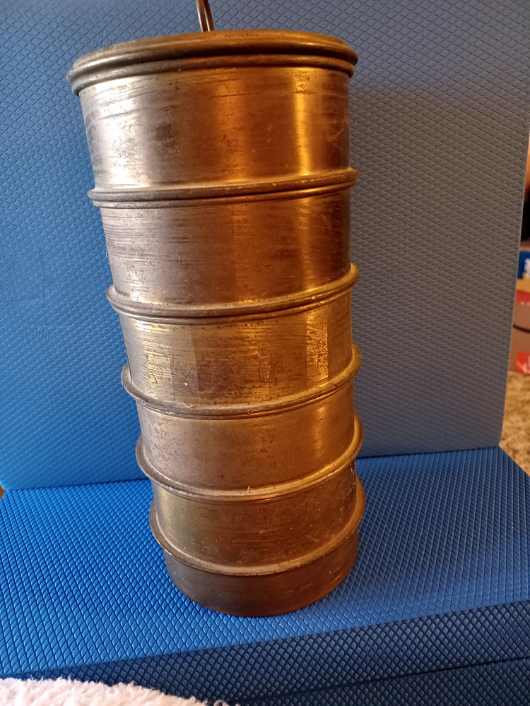 Vintage Brass Stackable Lab Sieves Set(5 + base pan + lid)-11" X 5"-DIAMETER