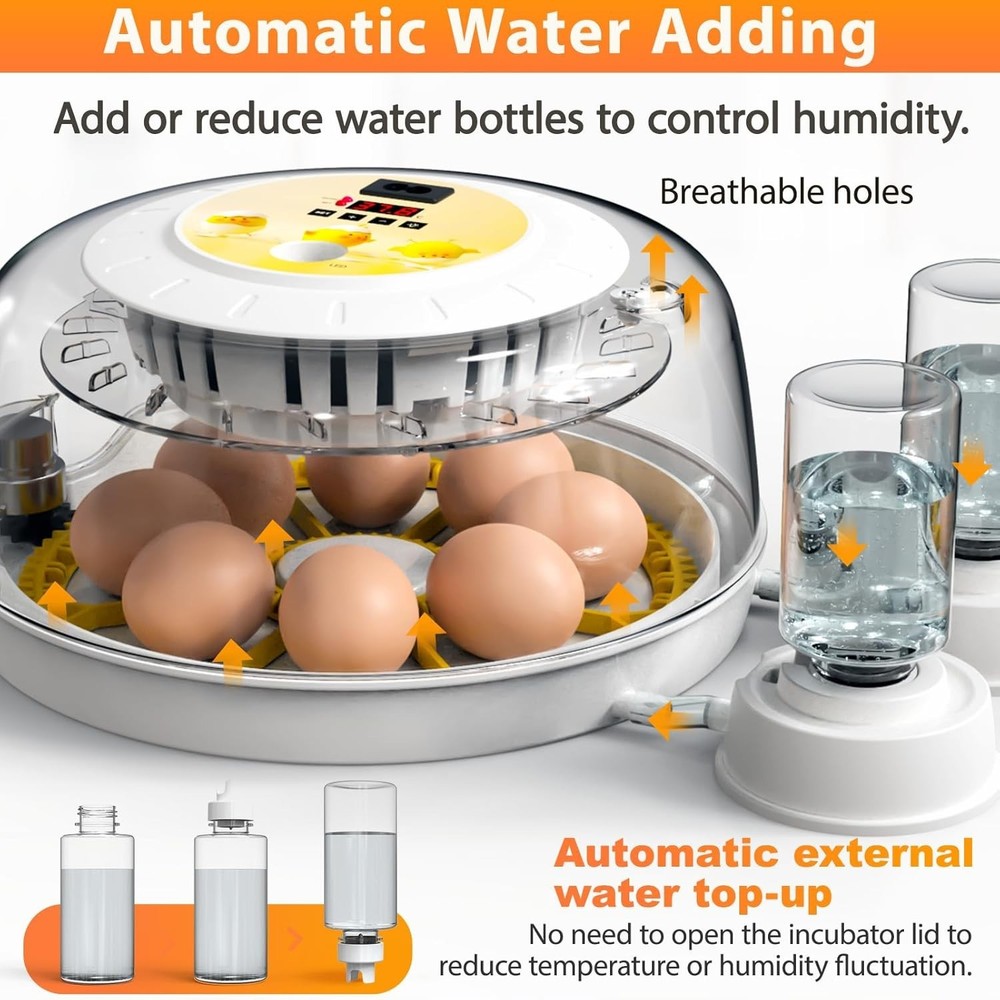 Egg Incubators for Hatching Eggs with Automatic Egg Turner, 8 Incubator for C...