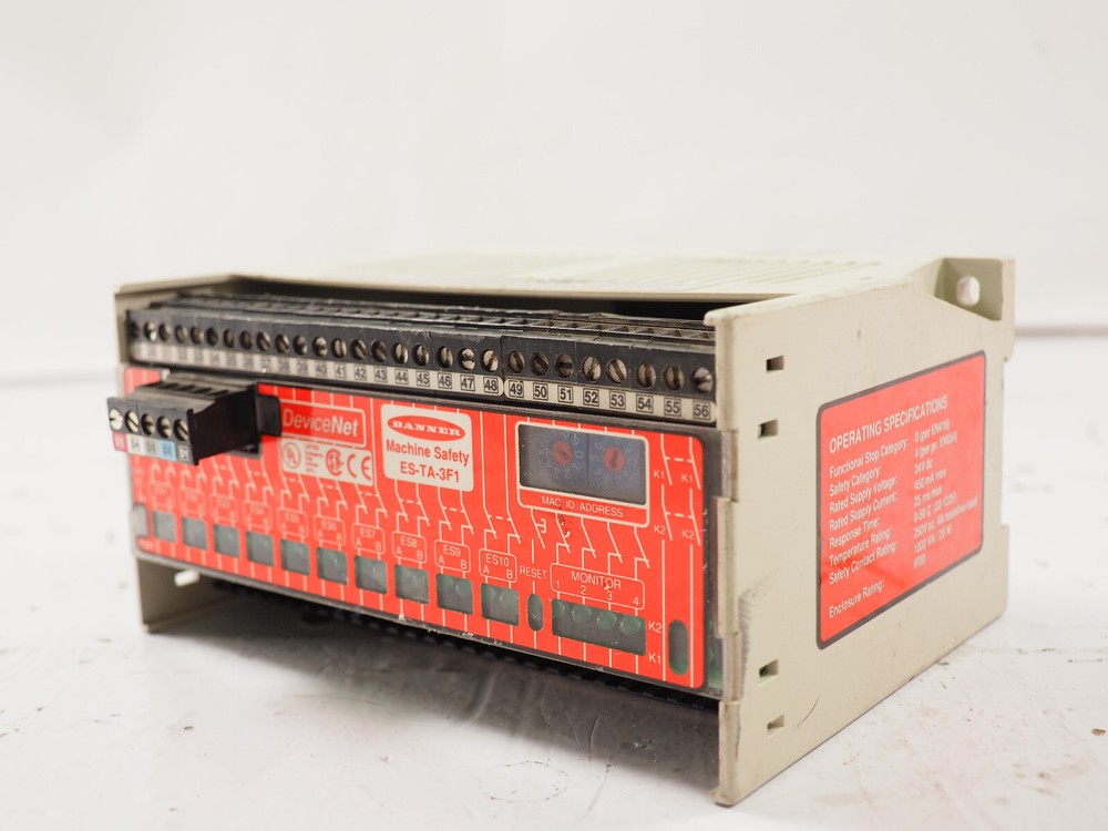 BANNER ES-TA-3F1 DeviceNet MACHINE SAFETY RELAY SWITCH MODULE