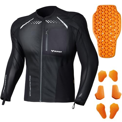 Motorcycle Shirt Mesh Motorcycle Jacket Men with CE Level 2 Armor Medium Black