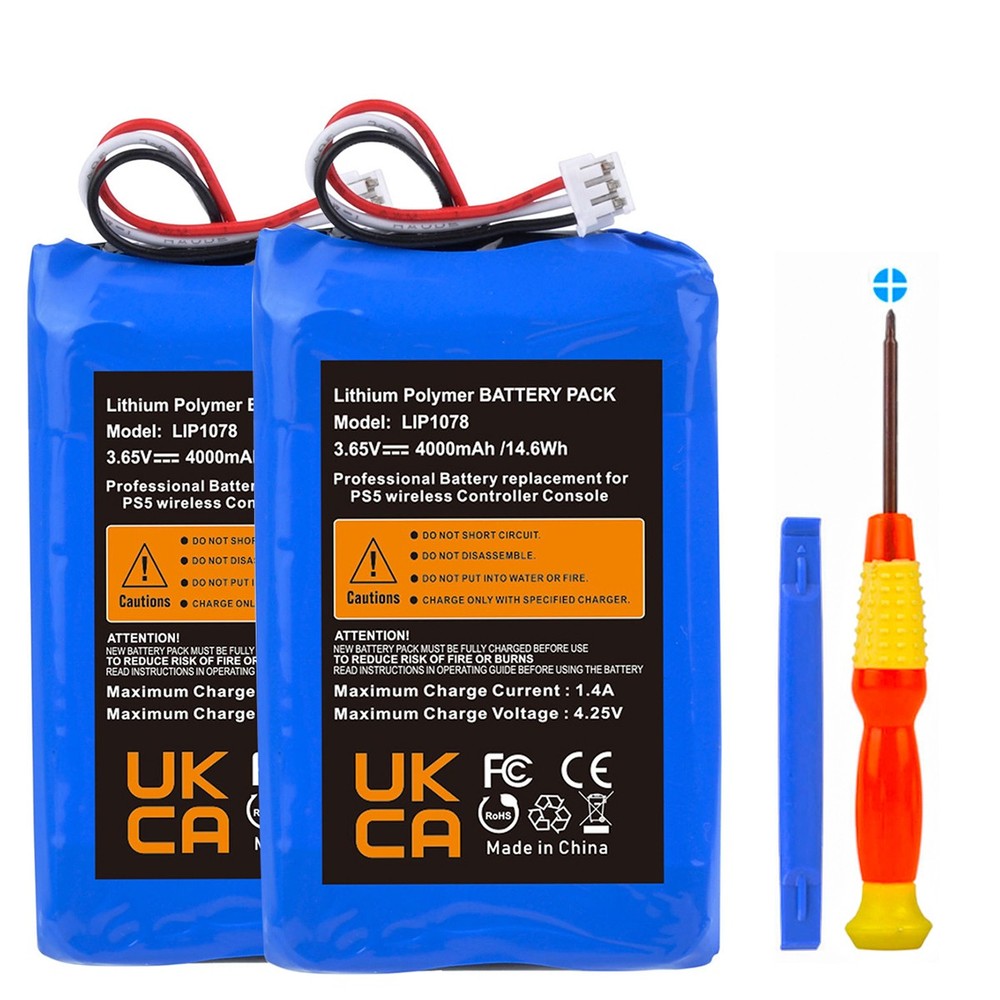 2 PACK 4000mAh Battery Replacement for Sony Playstation 5 Dualsense Controller