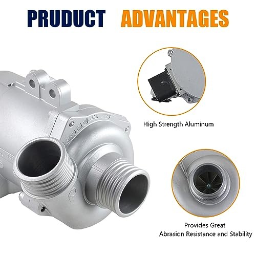 Electric Water Pump w/Bolts 11517521584 Compatible with B-M-W 3.0L N52 E60 E70