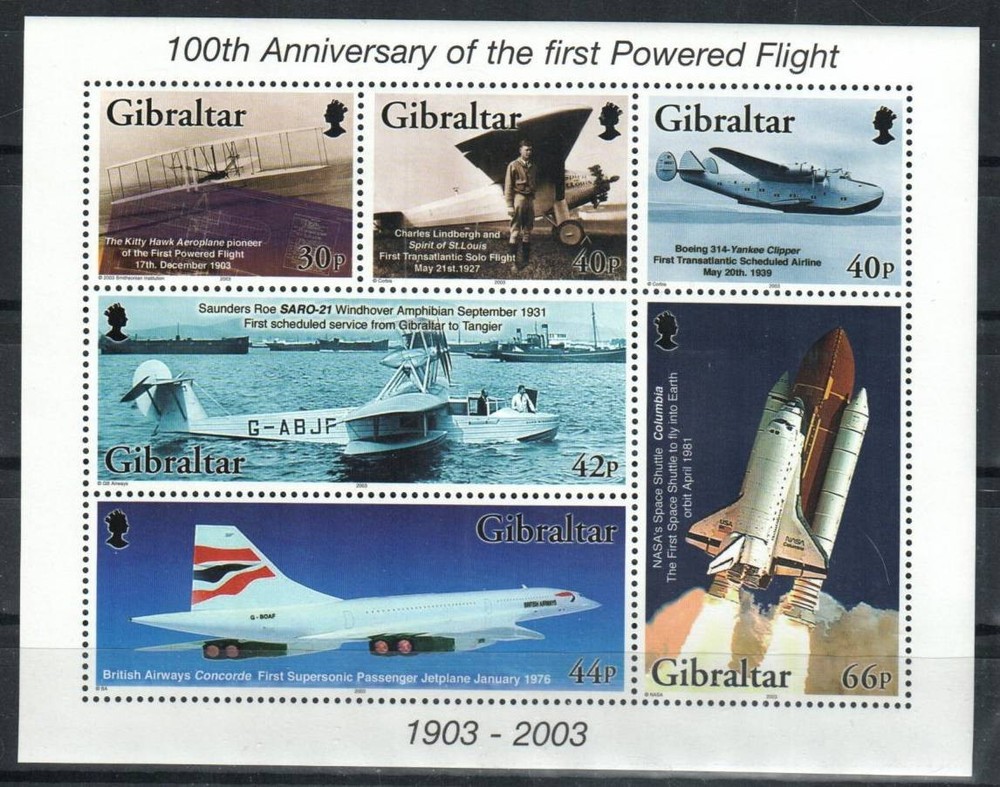 Gibraltar Stamp 937a  - Kitty Hawk to Space shuttle