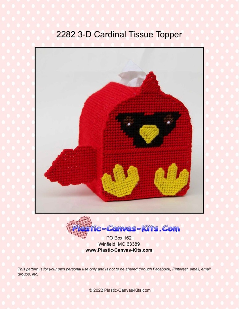 Cardinal 3-D  Tissue Topper-Plastic Canvas Pattern or Kit
