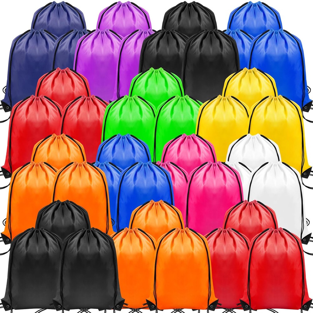 PUREZON 100 Pcs Drawstring Backpack Bulk,10 Colors One Size, Multicolor