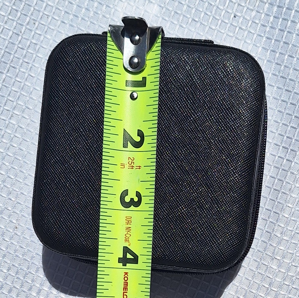 Black Jewerly Box Container Empty Hinge Open 4"x4"