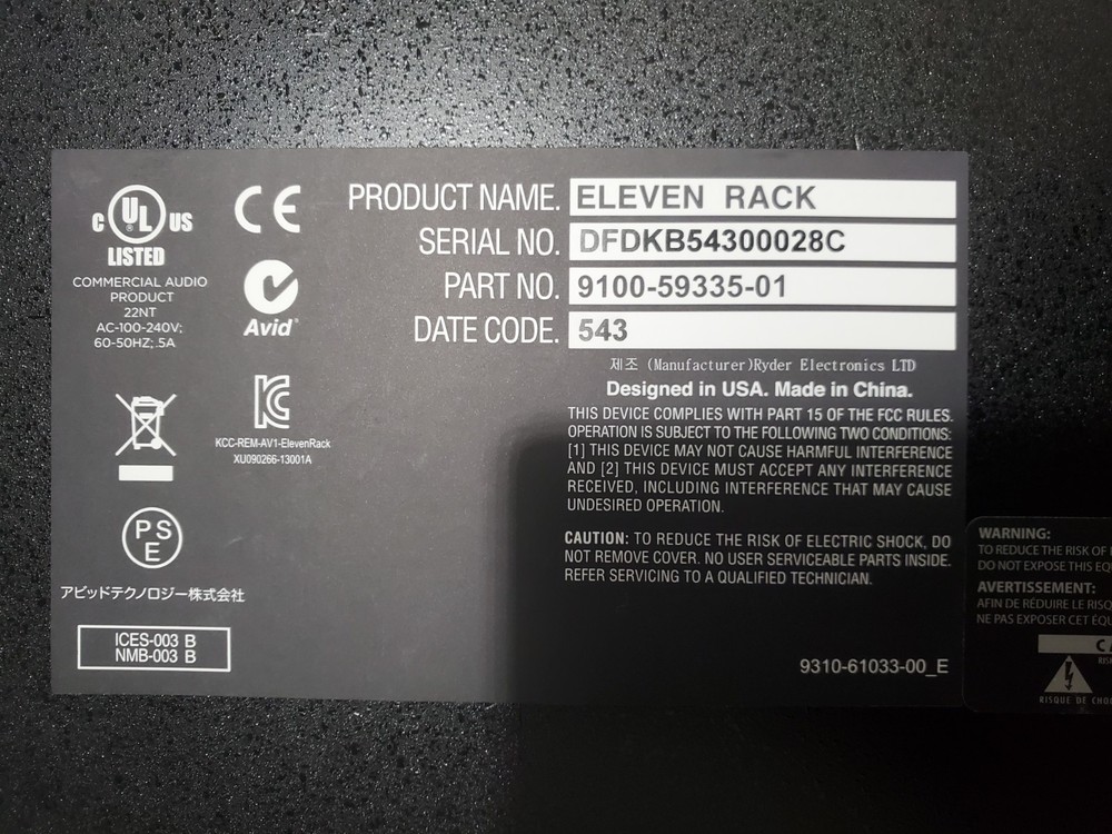 Avid Eleven Rack Multi-Effects Guitar Processor - "Mint Condition"