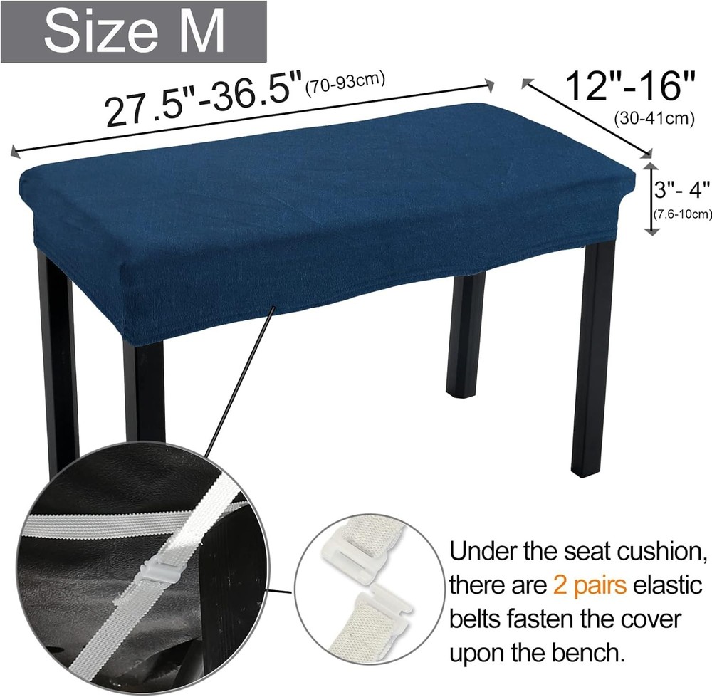 Soft Navy Blue Velvet Cover for Piano Benches & Rectangular Stools - Medium Size
