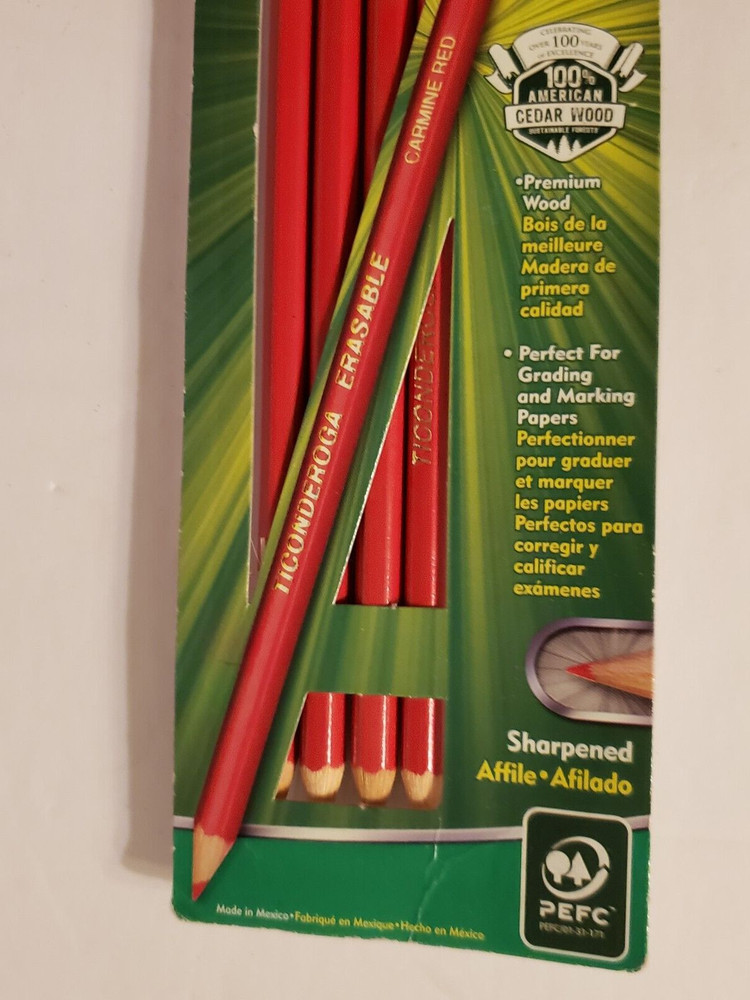 4-Pack Ticonderoga Red Erasable Checking Pencil NEW