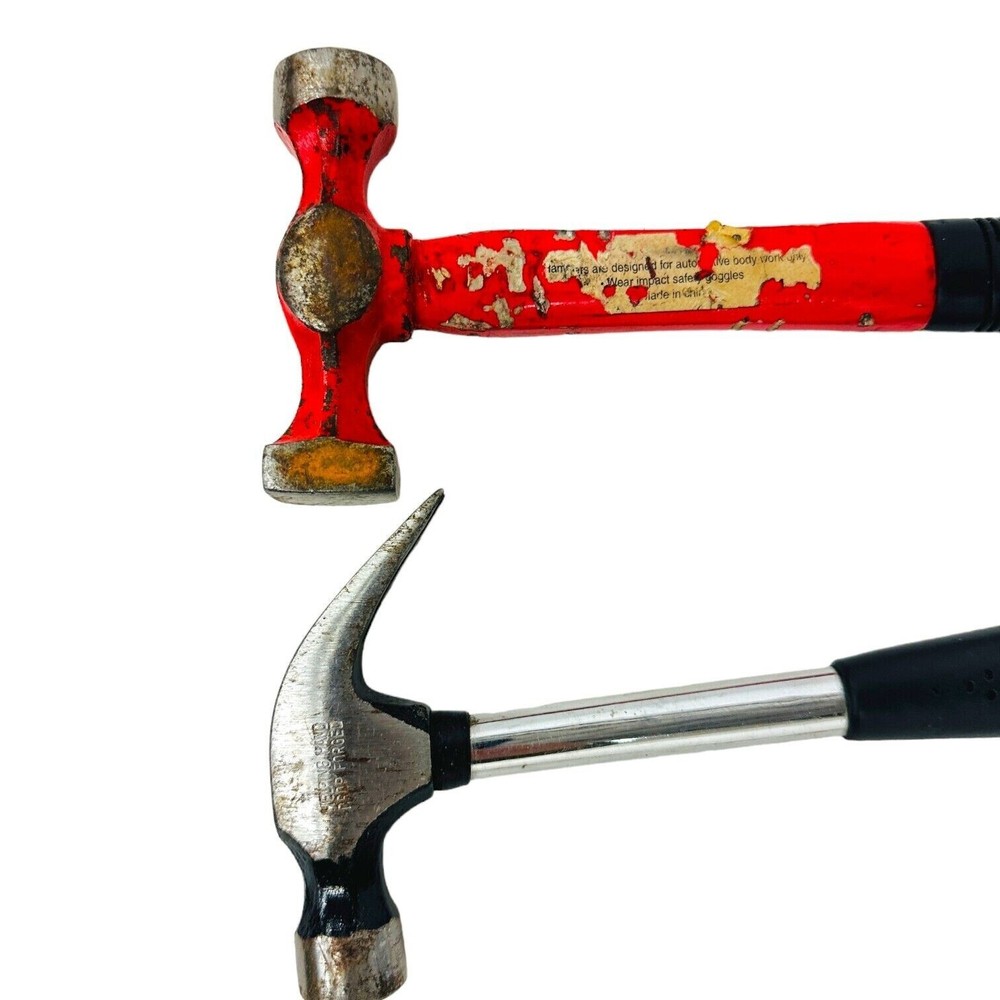 2 Pcs Assorted Curved Claw and Double Face Hammer Hand Tool Set