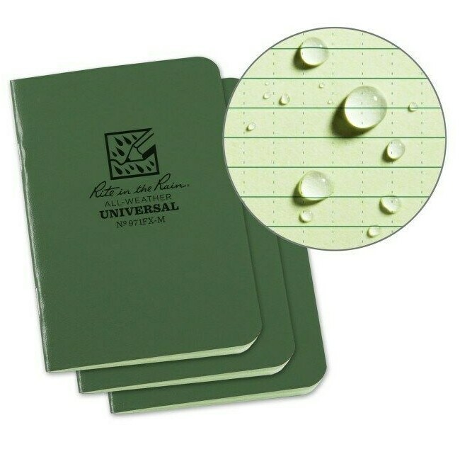 Rite In The Rain Mini Stapled Binding Notebook 3 Pack Green Field-Flex Cover