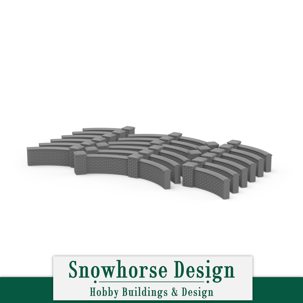 Brick Wall - Curved Segment Pack (HO Scale 1:87)