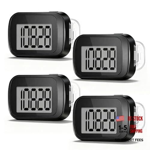 4 Pack Pedometer for Walking, Simple Step Counter 3D Pedometer with Removable