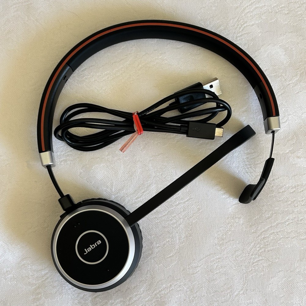 Jabra Evolve 65 SE Mono PC USB & Bluetooth Headset w/ Cable NO DONGLE Tested