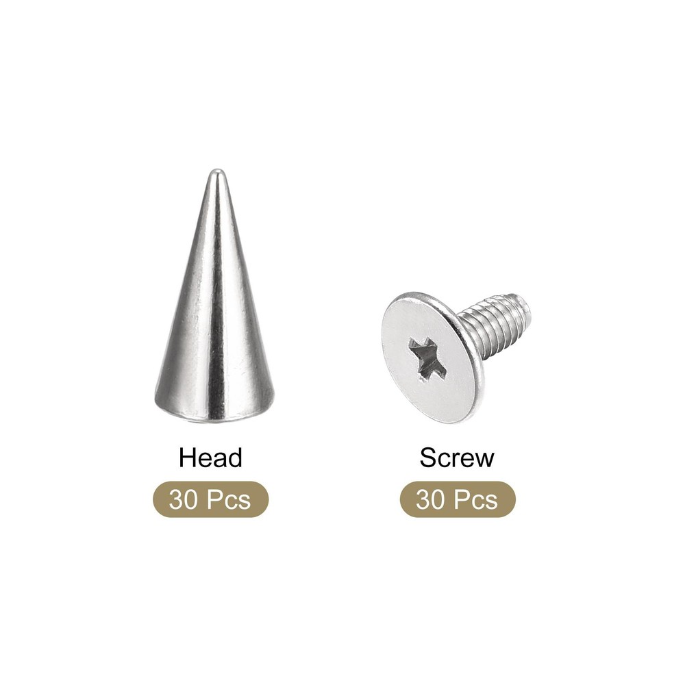 6x12mm Screw Back Rivets, 20 Sets Solid Leather Studs for DIY Silver Tone