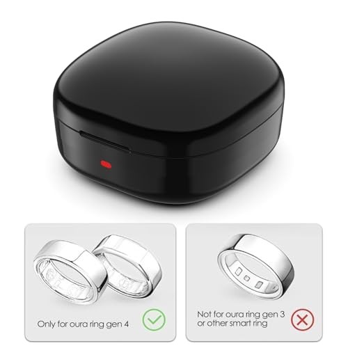 600mAh Wireless Charging Case Compatible with Oura Ring Gen4 Size 14 Black