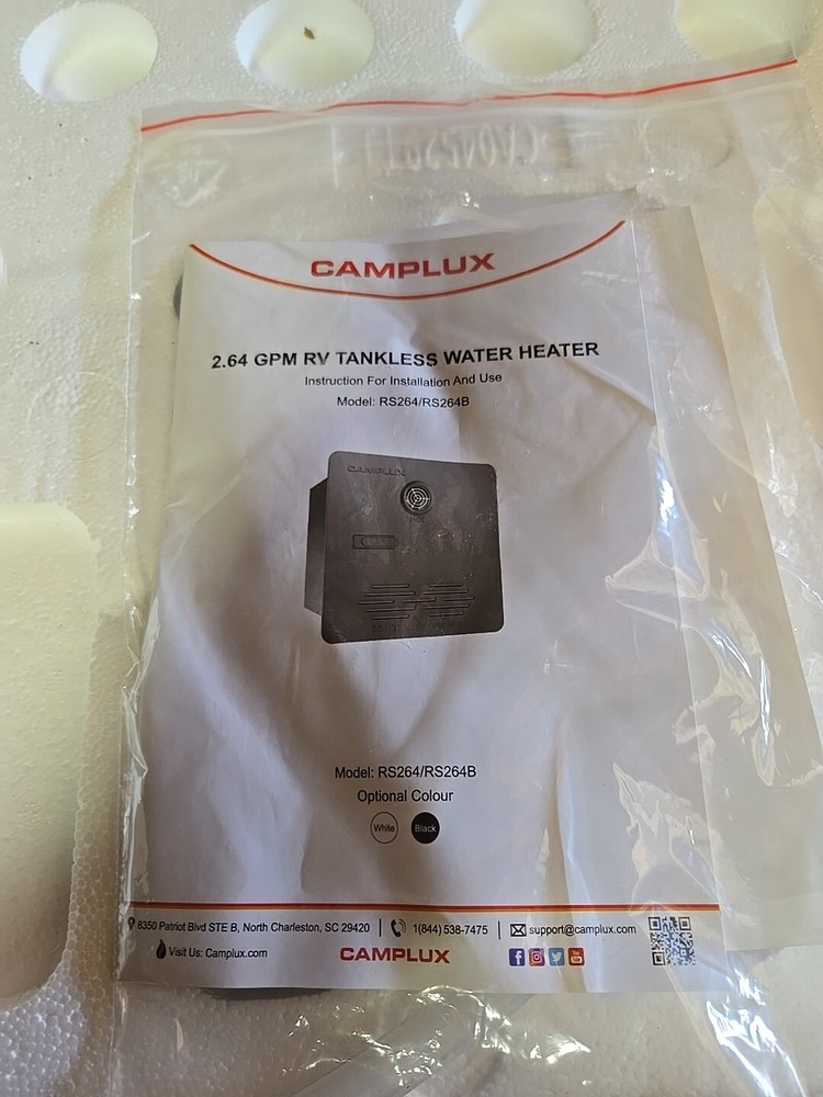 Camplux 2.64 GPM RV Tankless Water Heater Propane Heater Black RS264b