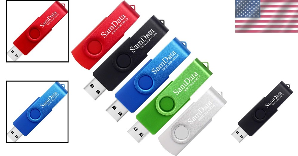 8GB USB Flash Drives 5 Pack LED Memory Stick - 5 Colors