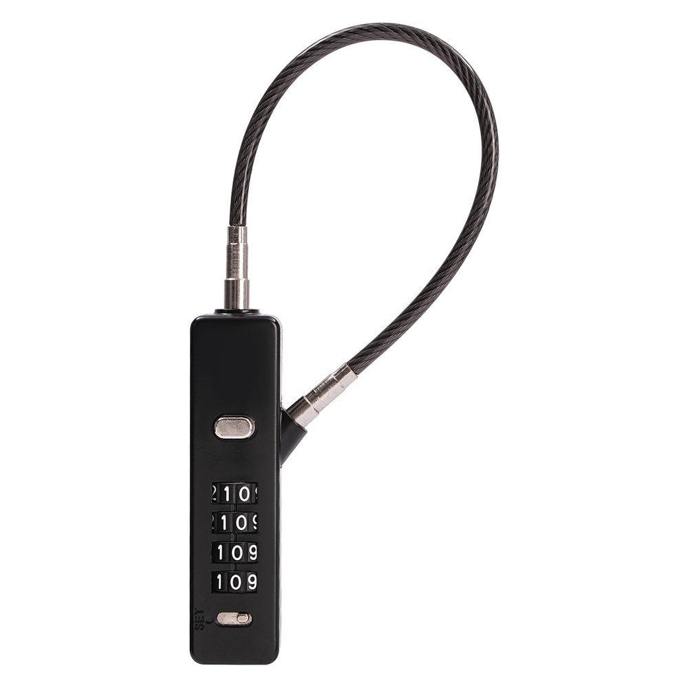 Black Cable Combination Lock 4 Digit Dial Lock with 3* Steel Cables 30/60/120cm