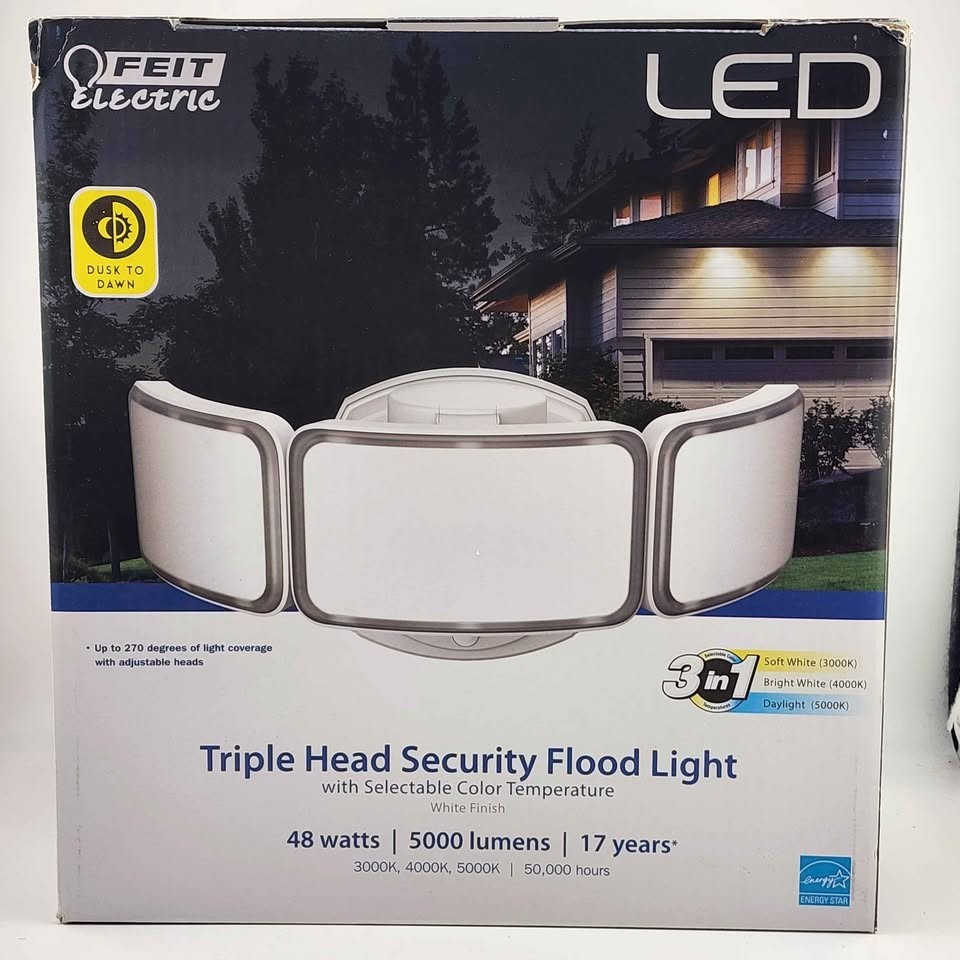 Feit Dusk to Dawn Hardwired LED White Security Floodlight 5000 Lumens
