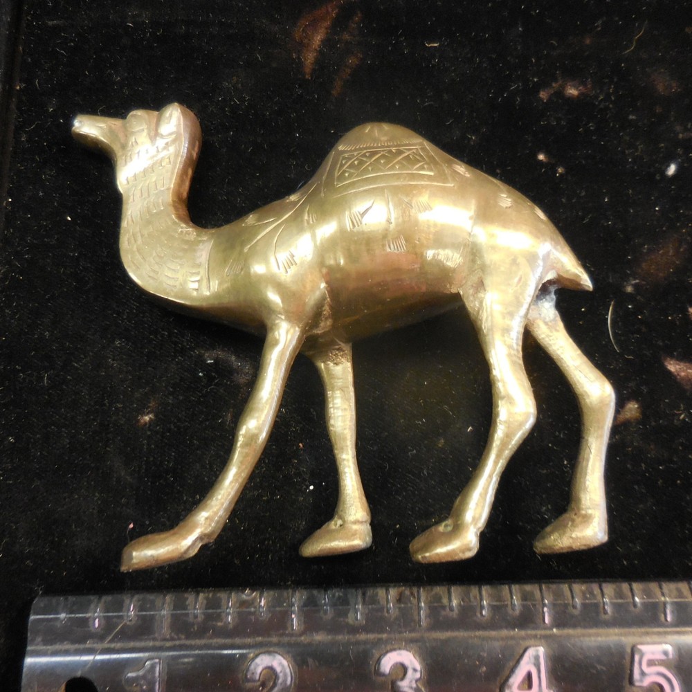 Solid brass 4" Camel Etched Figurine