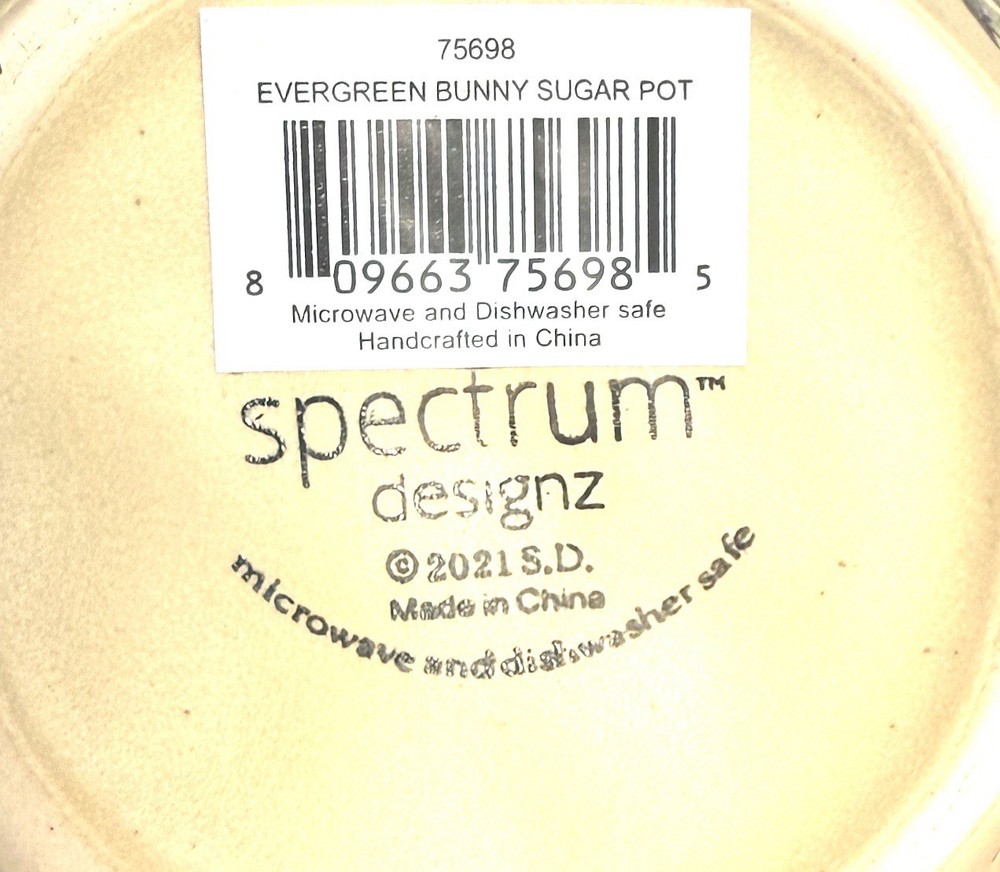 Evergreen Bunny Ceramic Creamer & Sugar Set By Blue Sky Spectrum Easter