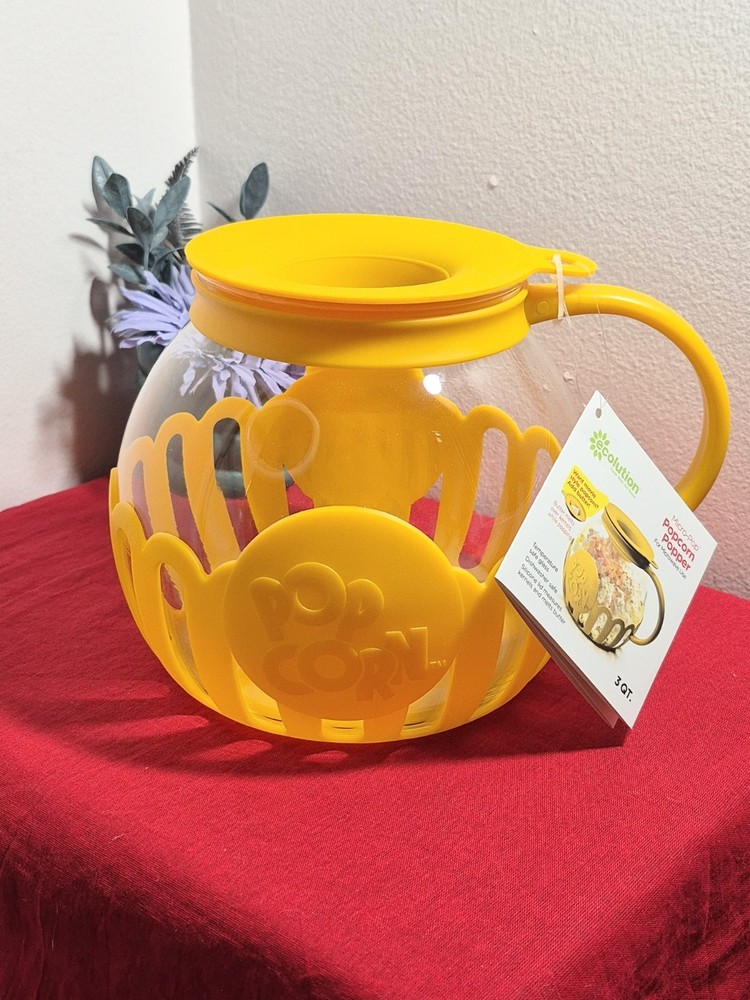 Ecolution Micro-Pop 3 Qt. Microwave Popcorn Popper Yellow NWT