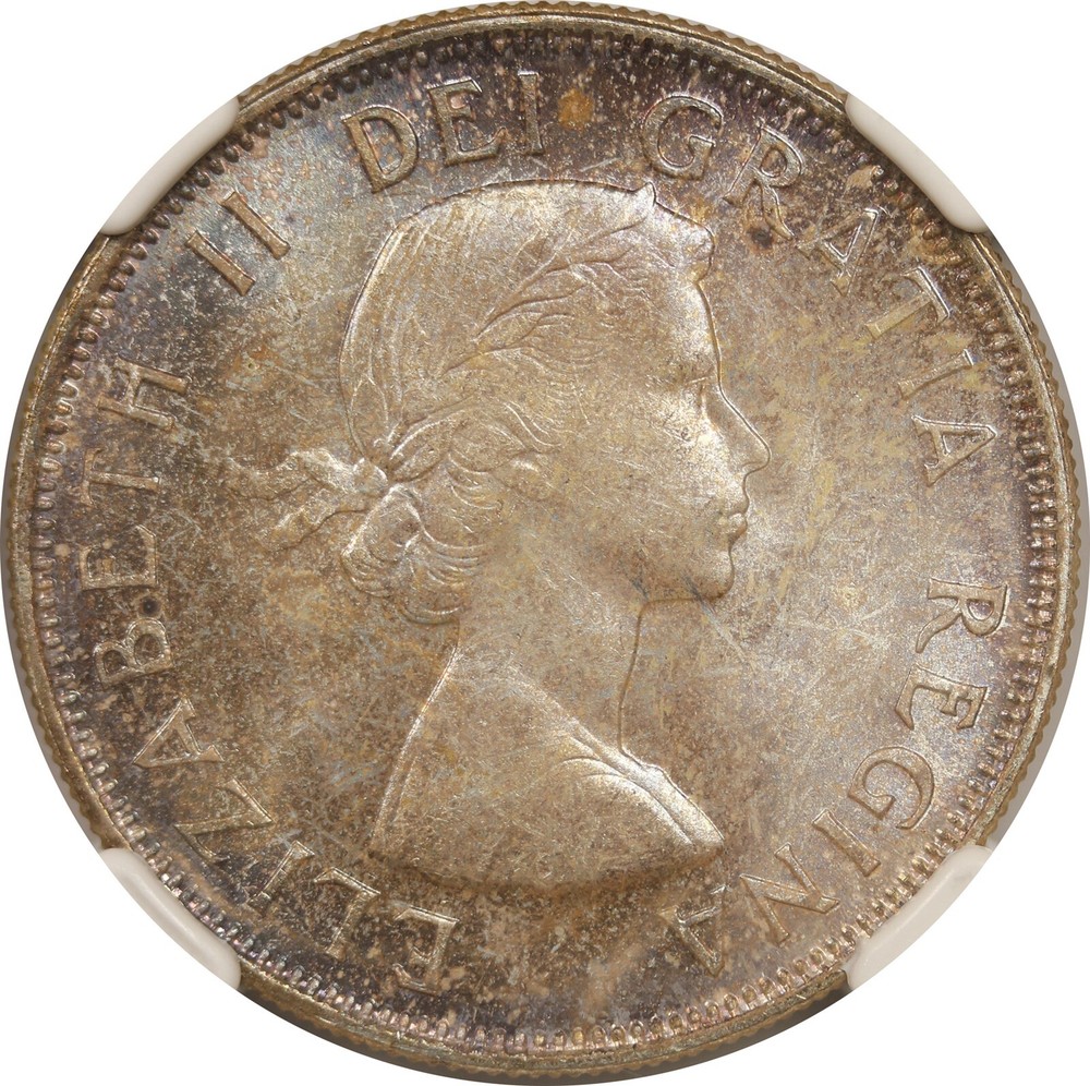 1954 Canada 50C NGC MS 65 (Toned) Silver Half Dollar