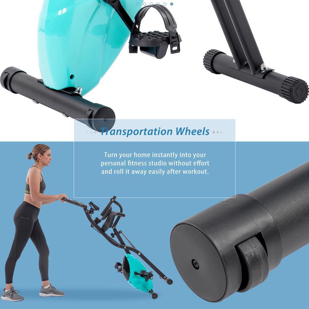 Large LCD Display Functional Foldable Design Exercise Bike - Black+Green