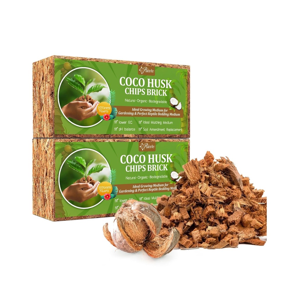 2 Pack Coco Chips Substrate for Plants- 2.2lb 100% Organic Coconut Husk Brick...