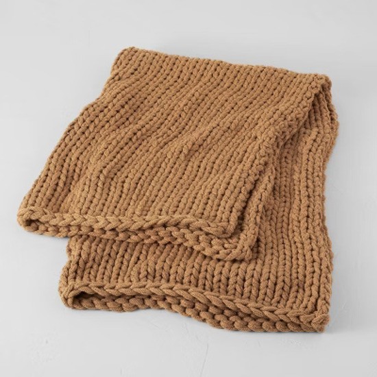 50"x70" Oversized Solid Bed Throw Warm Brown - Casaluna