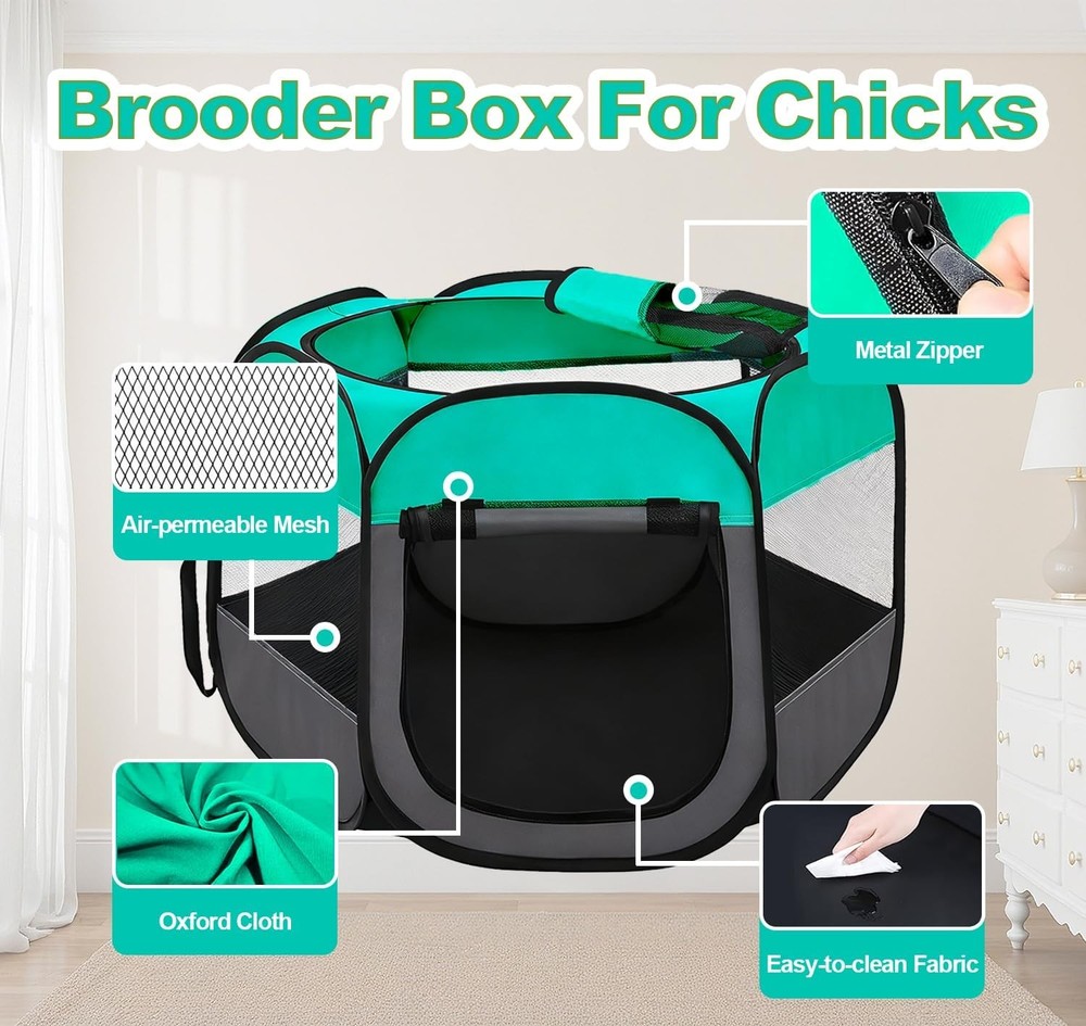 Pop Up Chicken Brooder Starter Kit - Easy to Assemble, Portable & Easy to