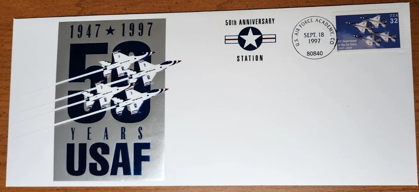 AIR FORCE THUNDERBIRD 50TH ANNIVERSARY POSTMARK CACHET COLLECTIBLE ENVELOPE