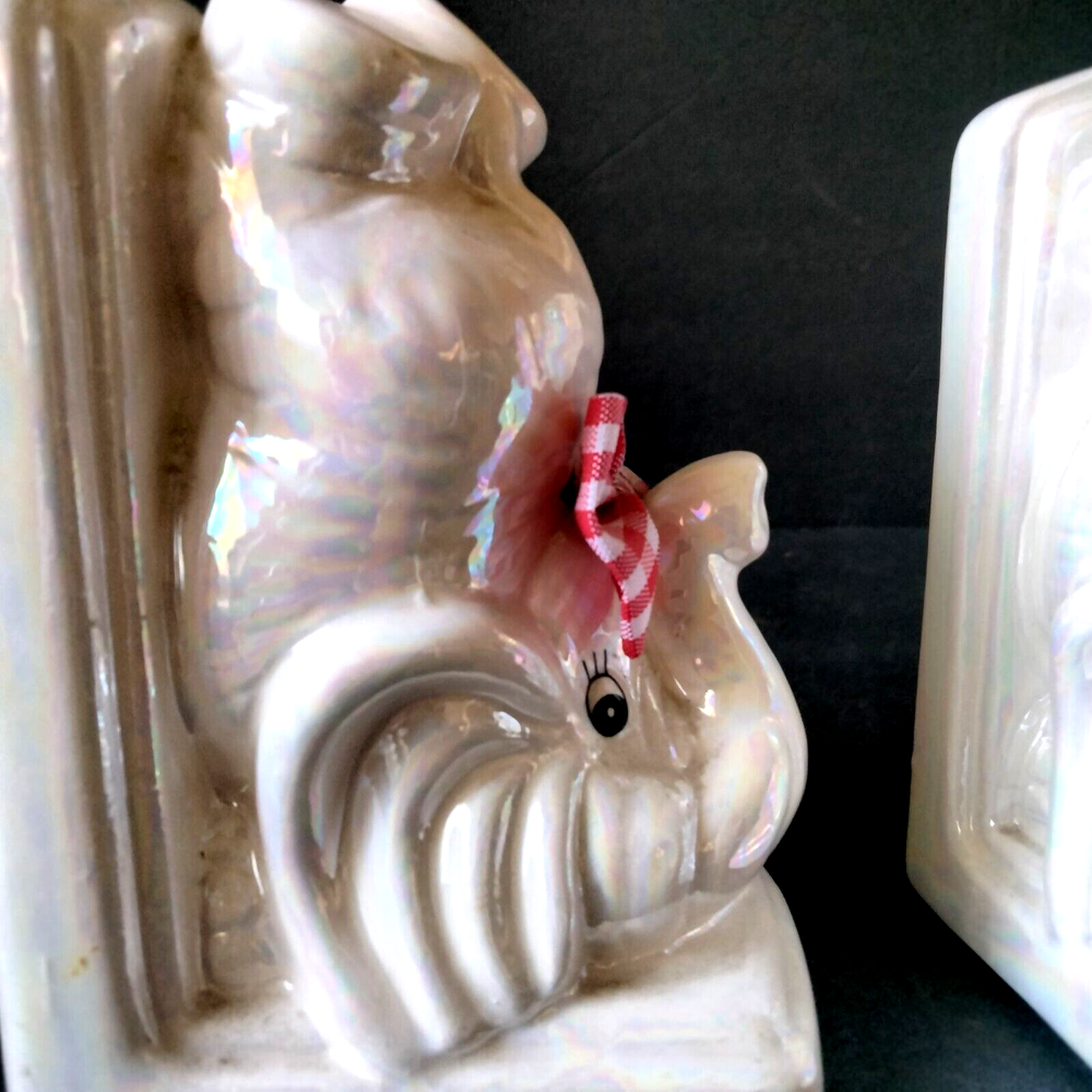 Lustreware Lusterware Ceramic Bookends Inverted Elephants