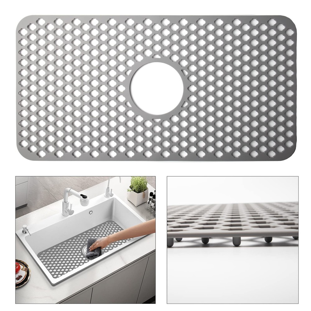 Silicone Sink Mat 24.6x 12.9 Kitchen Sink Protector Grid for Bottom of Ce...