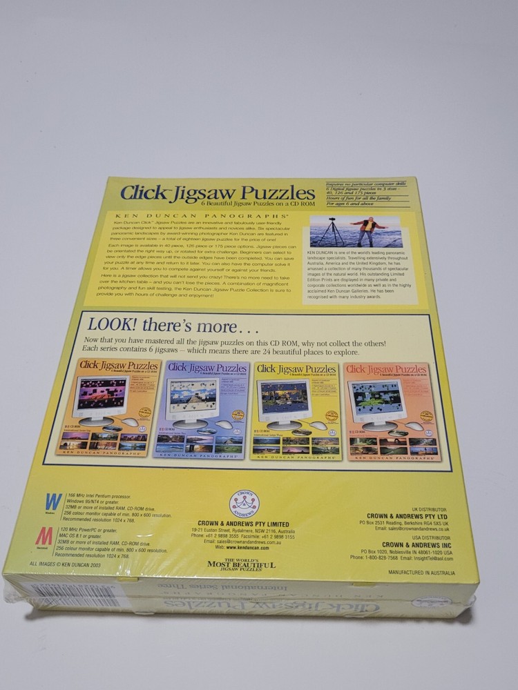 Click Jigsaw Puzzles Big Box Windows Macintosh Software CD Rom Ken Duncan NEW
