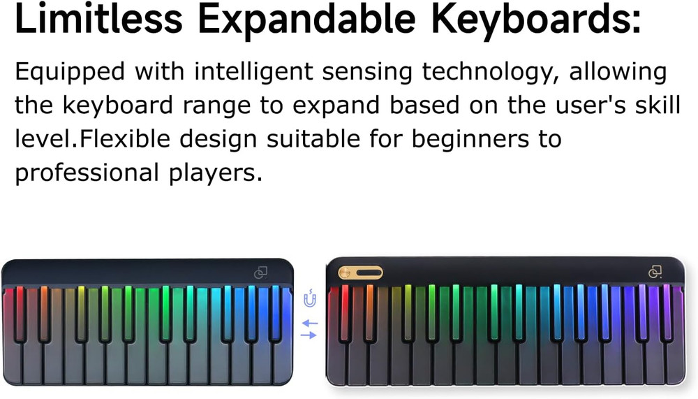 Interactive Smart Piano Keyboard with Rainbow Lights & 256 Tones