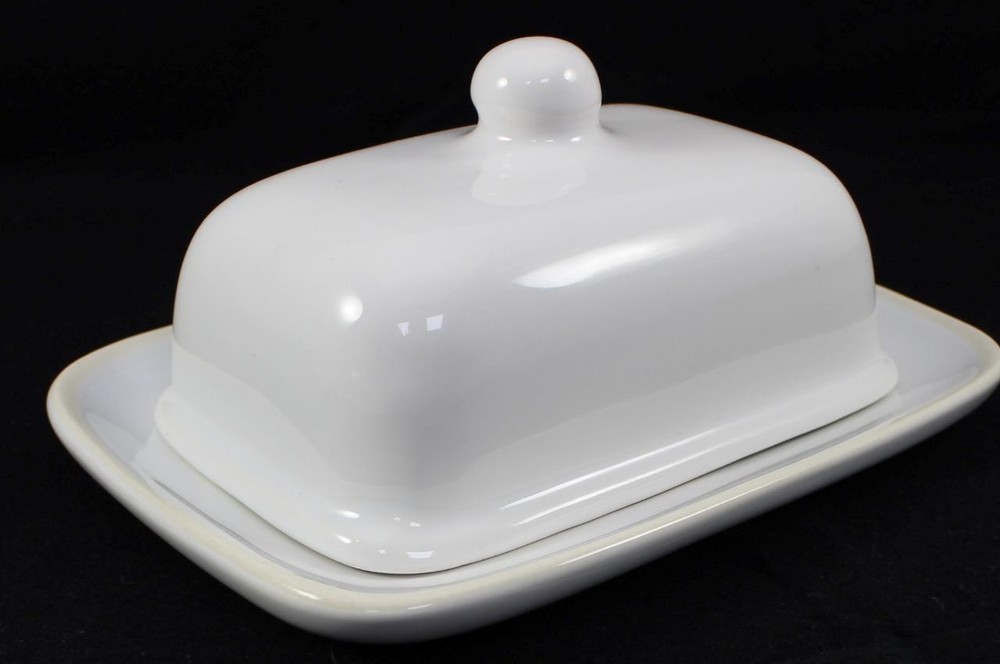 Vietri Chroma White Covered Butter Dish