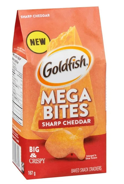 Goldfish Mega Bites Sharp Cheddar Crackers, 167g (2 Pack)