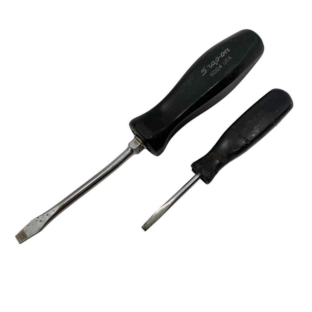 Snap On Tools SSD145 & SDD4 Flat Tip Slotted Screwdriver Black Hard Handle USA