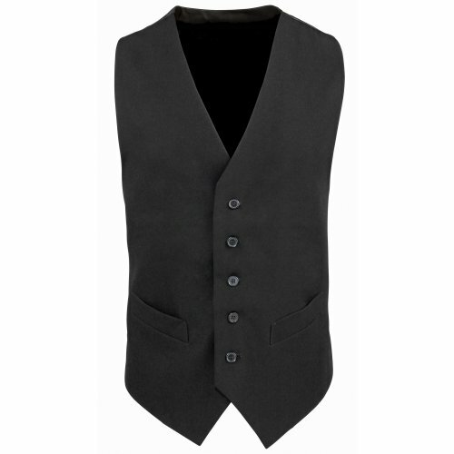 Mens BLACK Lined Polyester Hospitality Waistcoat