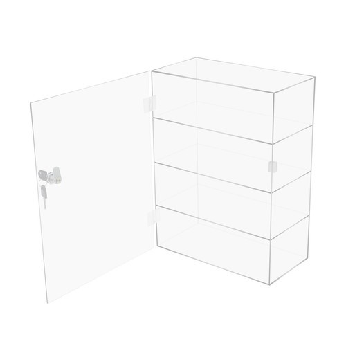 Acrylic Display Case Countertop Clear Box Dustproof Shelves Showcase with Lock