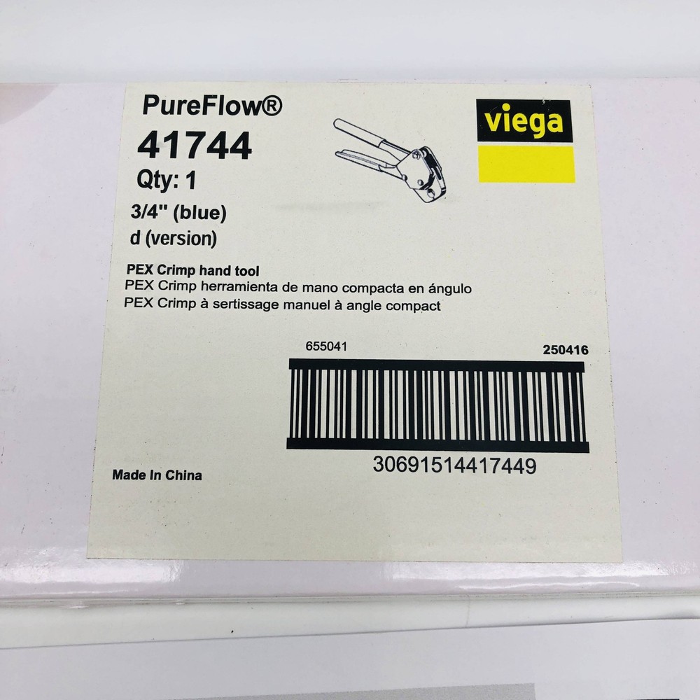 PureFlow 41744 Crimp Hand Tool 3/4in Pex Zero Lead Compact Angled Blue Version D