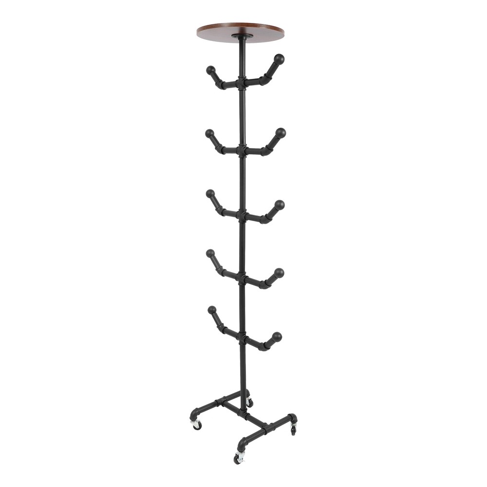 Black Hat Stands, Free Standing Coat and Hat Stand, Hat Rack with 10 Hooks