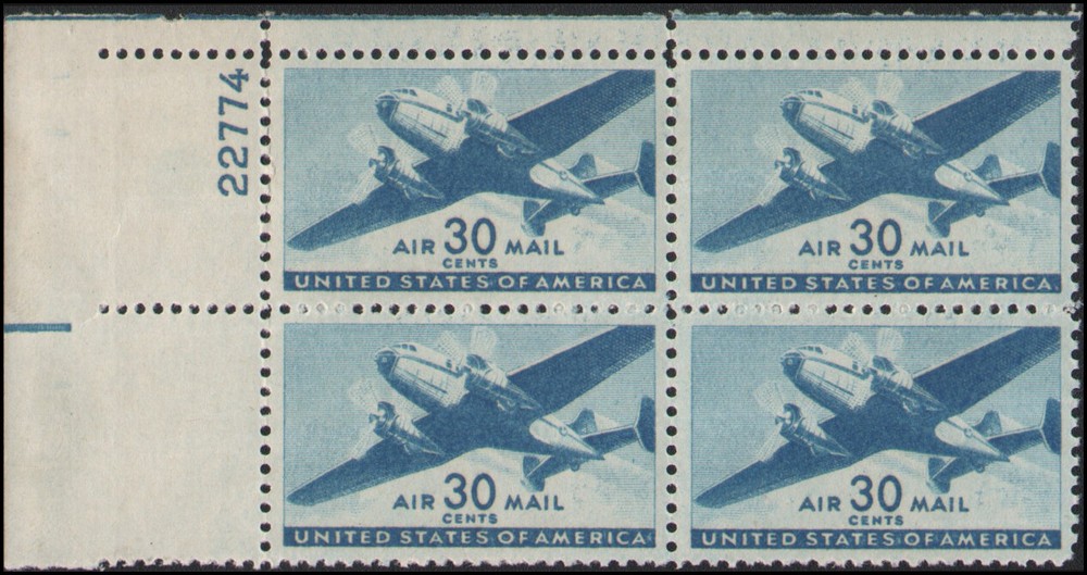 US #C30 MNH plate block