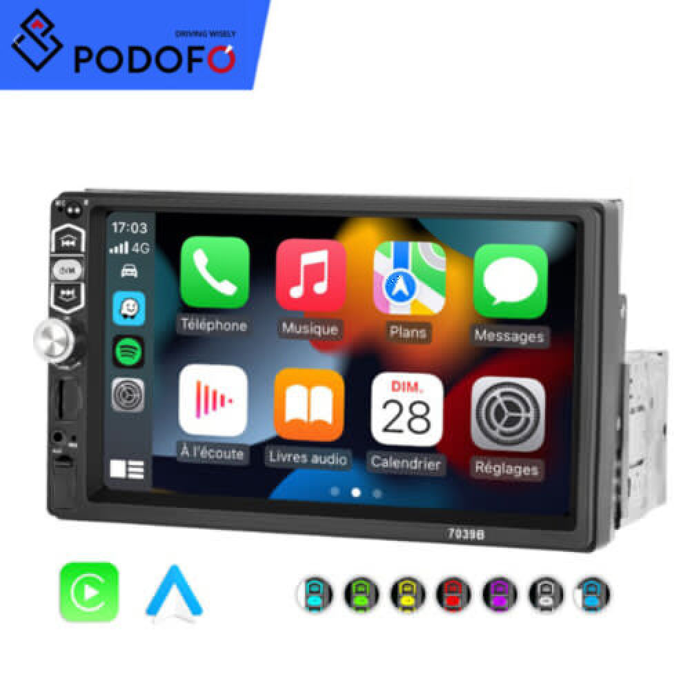7" Car Radio Apple Carplay Android Auto Single Din Touch Screen Stereo Bluetooth