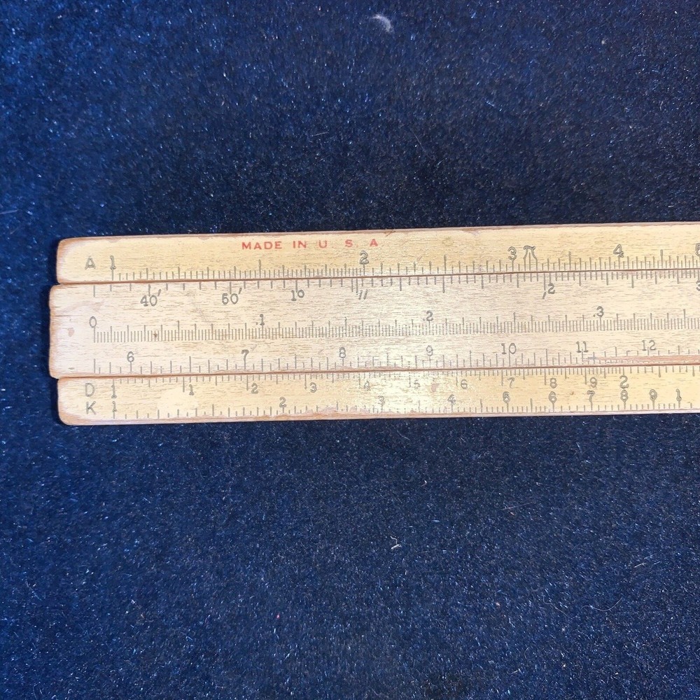 Vintage Wood Slide Rule Engineering Instruments Peru Indiana, Multi-Function