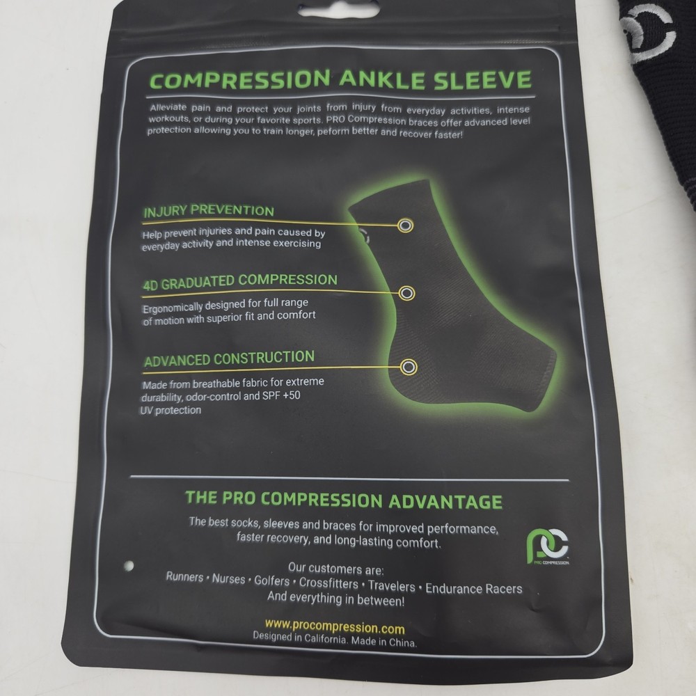 1 pc: Pro Compression Ankle Sleeve - Unisex Adult Medium, Graded compression